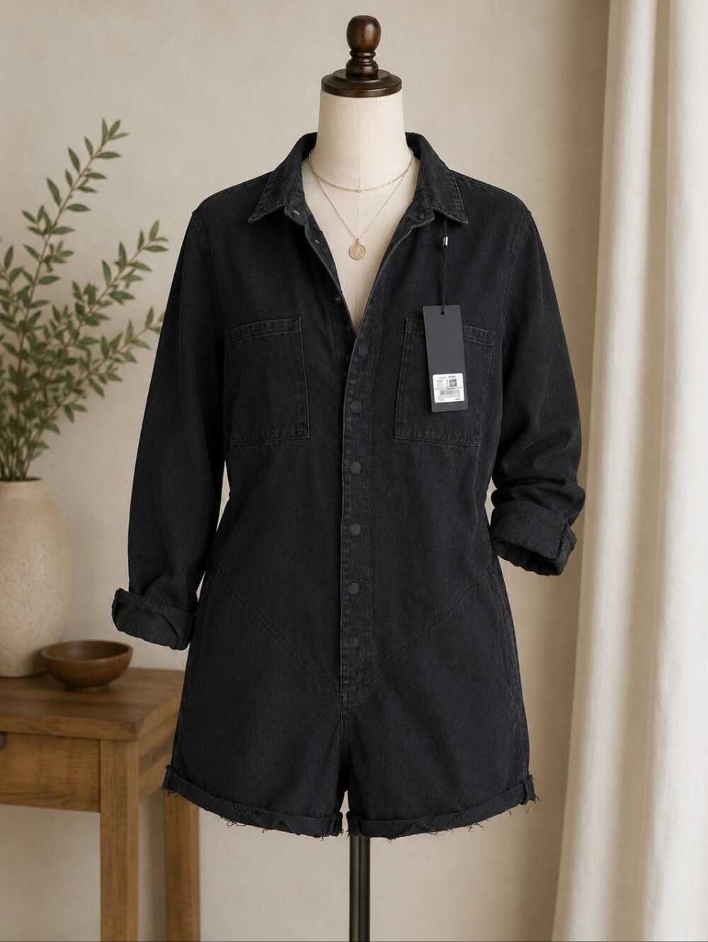 OneTeaspoon Prophecy Romper Playsuit Onyx Black Utility Raw Hem NWT Medium $189
